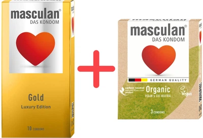 Презервативи Masculan Gold 10 шт + Organic 3 шт (4019042000905/4019042700140)