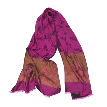 Шаль шарф Silk Route a-472 Purple Horses шелк и тонкая шерсть