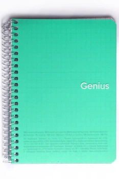 Блокнот для записей, спираль, А6/80л., в клетку, белый блок, Genius (зеленый)