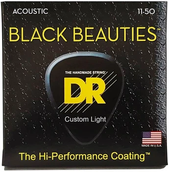 Cтруны для акустической гитары DR STRINGS BLACK BEAUTIES ACOUSTIC - CUSTOM LIGHT (11-50)