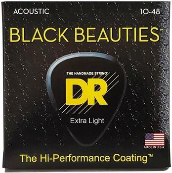 Cтруны для акустической гитары DR STRINGS BLACK BEAUTIES ACOUSTIC - EXTRA LIGHT (10-48)