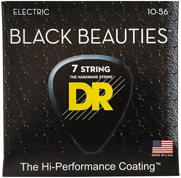 Cтруны для электрогитары DR STRINGS BLACK BEAUTIES ELECTRIC - MEDIUM 7-STRING (10-56)