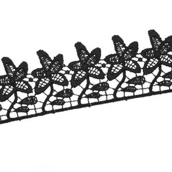 Кружево плетеное Цветы, 50 мм, Черное, 1 м (LEN-011901) Polimex