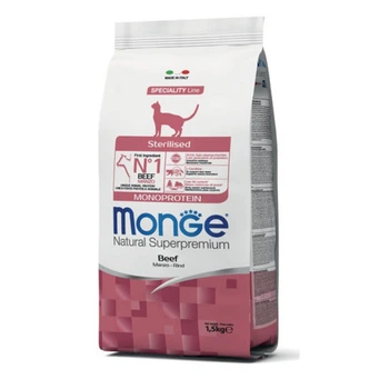 Сухой монопротеиновый корм Monge Monoprotein Sterilised Cat Beef с говядиной для стерилизованных котов и кошек, 1.5 кг