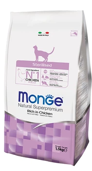 Сухой корм Monge Sterilised Rich in Chicken (Adult) для взрослых стерилизованных котов, 1.5 кг