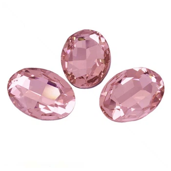 Риволи стеклянный, Овал граненый, 14х10 мм, Розовый, 1 шт (KAB-031358) Polimex