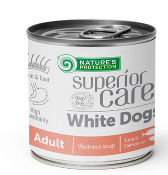Суп для собак з білим забарвленням шерсті NP Superior Care White Dogs All Breeds Adult Salmon and Tuna з лососем та тунцем, 140 мл