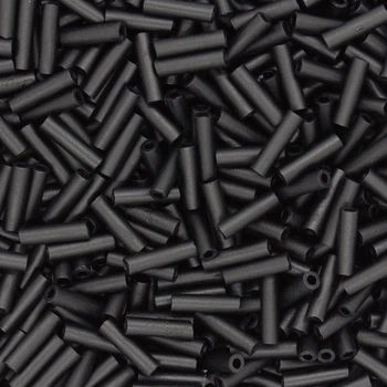 Бисер японский Miyuki Стеклярус 6 мм BGL2-401F, Черный матовый, 5 г (BIS-045909)