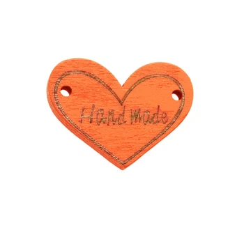 Бірка дерев'яна Серце Hand made, 30х23 мм, Помаранчева, 1 шт (PUG-047778) Polimex