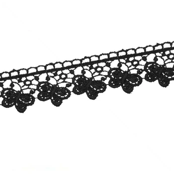 Кружево плетеное Бабочки, 33 мм, Черное, 1 м (LEN-011910) Polimex
