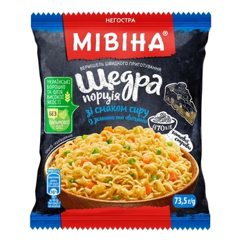 Вермішель Мівіна Щедра порція Сир-зелень-овочі швидкого приготування 73.5 г (7613287747518)