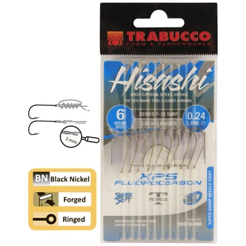 Крючки с поводком Trabucco HISASHI HOOK F-32 SURF №06 повод.0.24мм флюр 200FC 10шт