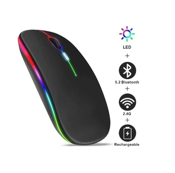 Компьютерная мышь беспроводная с аккумулятором Bluetooth + 2.4GHz