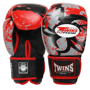 Перчатки для бокса кожаные на липучке Twins Tribal Heroe 9952 14 унций Black-Red