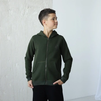 Толстовка для хлопчика підлітка тепла на блискавці GBI Teens ТРИЗУБ Хакі на зріст 164 (13772)