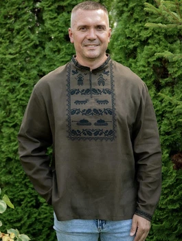 Чоловіча вишиванка V&V Захисник XXXXL Хакі (470102193-022)