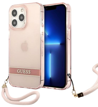 Etui plecki Guess Translucent Strap do Apple iPhone 13/13 Pro Pink (3666339040659)