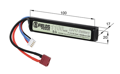 Аккумулятор Li-Po 1100mAh 11,1V 15/30C T-connect [8FIELDS] (для страйкбола)
