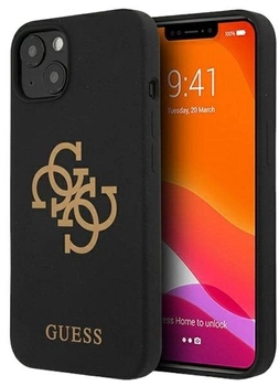 Etui plecki Guess Silicone 4G Logo do Apple iPhone 13 Black (3666339024246)
