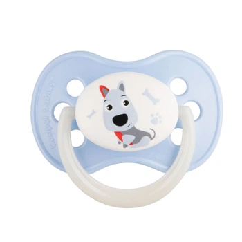 Пустышка силиконовая круглая Animals Синяя Canpol Babies 18 м+ (5903407225975)