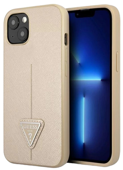 Панель Guess Saffiano Triangle Logo для Apple iPhone 13 Beige (3666339040321)