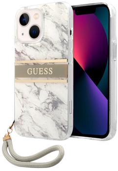 Etui plecki Guess Marble Strap Collection do Apple iPhone 13 mini Grey (3666339023034)