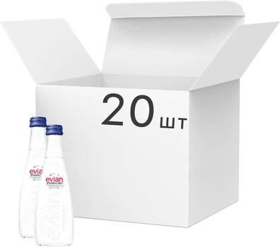 Упаковка минеральной воды Evian Газированная в стекле 0.33 л х 20 шт (079298500547)