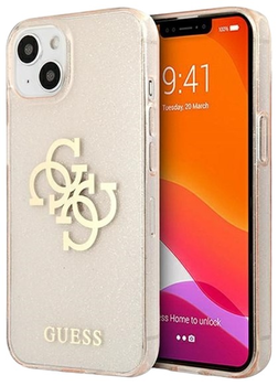 Etui plecki Guess Glitter 4G Big Logo do Apple iPhone 13 mini Gold (3666339024437)