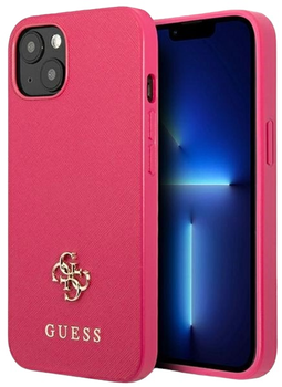Etui plecki Guess Saffiano 4G Small Metal Logo do Apple iPhone 13 mini Pink (3666339047962)