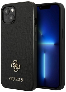 Etui plecki Guess Saffiano 4G Small Metal Logo do Apple iPhone 13 mini Black (3666339047924)
