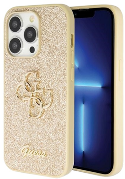 Etui plecki Guess Glitter Script Big 4G do Apple iPhone 14 Pro Gold (3666339147761)