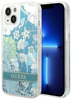 Панель Guess Flower Liquid Glitter для Apple iPhone 14 Green (3666339088422)