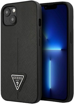 Панель Guess Saffiano Triangle Logo для Apple iPhone 14 Black (3666339065362)