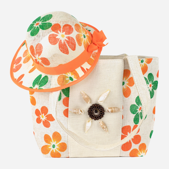 Сумка шопер з капелюшком жіноча Art Of Polo tr22103 Біло-помаранчева (5902021186419)