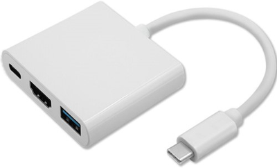 Адаптер Qoltec USB-Typ C - HDMI A /USB-A/USB-Typ C PD 0.2 m білий (5901878504254)