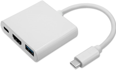 Adapter Qoltec USB-Typ C - HDMI A /USB-A/USB-Typ C PD 0.2 m biały (5901878504254)