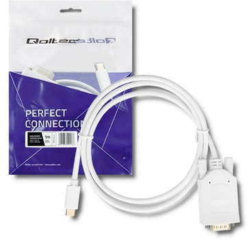 Кабель Qoltec USB Typ-C - VGA FULL HD Alternate mode 1 m білий (5901878504186)