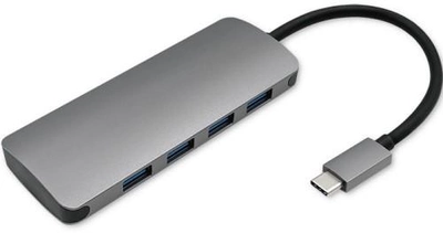 Adapter Qoltec USB Typ-C - 4 x USB/DC 5 w 1 szary (5901878503790)
