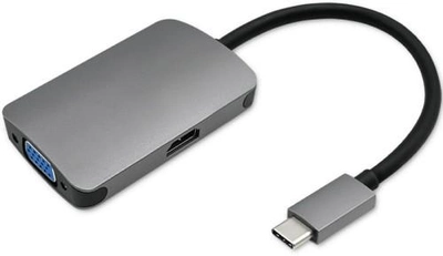 Адаптер Qoltec USB Typ-C - HDMI/VGA 2 w 1 сірий (5901878503806)