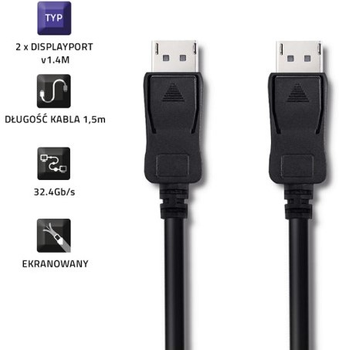 Кабель Qoltec DisplayPort v1.4 - DisplayPort v1.4 8K 1.5 m чорний (5901878505862)