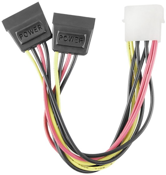 Kabel Qoltec adapter Power Molex - 2x SATA 0.2 m (5908260276188)
