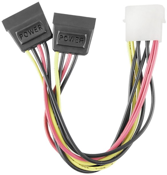 Кабель Qoltec адаптер Power Molex - 2x SATA 0.2 м (5908260276188)