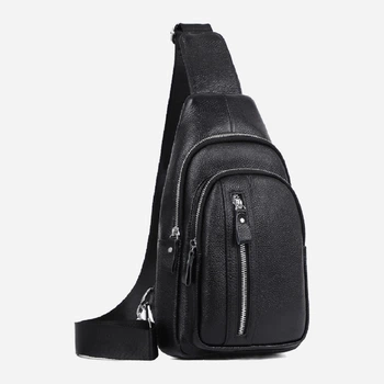 Сумка-слинг мужская кожаная Tiding Bag FL-A25F-5055A Черная