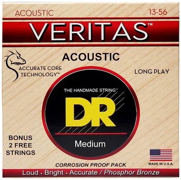 Струны для акустической гитары DR STRINGS VERITAS COATED CORE ACOUSTIC GUITAR STRINGS - MEDIUM (13-56)
