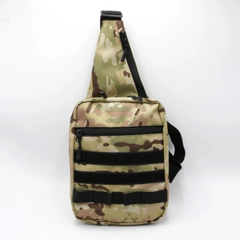 Тактична сумка-слінг мультикам із кобурою на липучці однолямкова через плече, нагрудна сумка-кобура