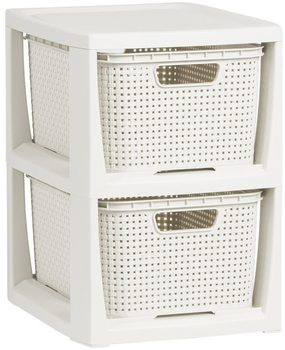 Комод-органайзер BRQ Rattan на 2 ящика мини Белый (5901098172714)
