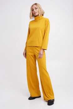 Женский спортивный костюм гольф + брюки клеш Подіум 28225-MUSTARD S Горчичный