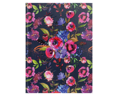 Блокнот А6 64арк BM.24614102-03 FLORA кл.,тв.обкл.,мат.лам.+лак, т.-синій