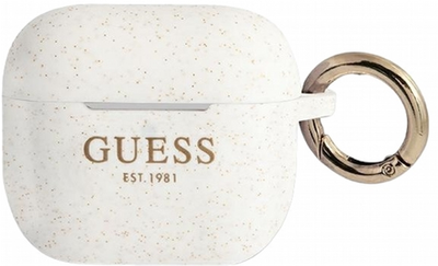 Etui CG Mobile Guess Silicone Glitter do AirPods 3 Biały (3666339010256)