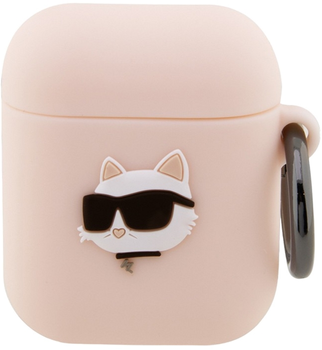Etui CG Mobile Karl Lagerfeld Silicone Choupette Head 3D do AirPods 1 / 2 Różowy (3666339087951)